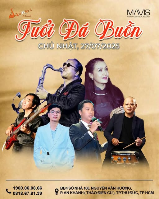 ĐÊM NHẠC “TUỔI ĐÁ BUỒN” – KHÚC NGUYỆN CẦU TRONG MƯA 📅 Chủ Nhật, 27/07/2025 | SAXN’ART CLUB