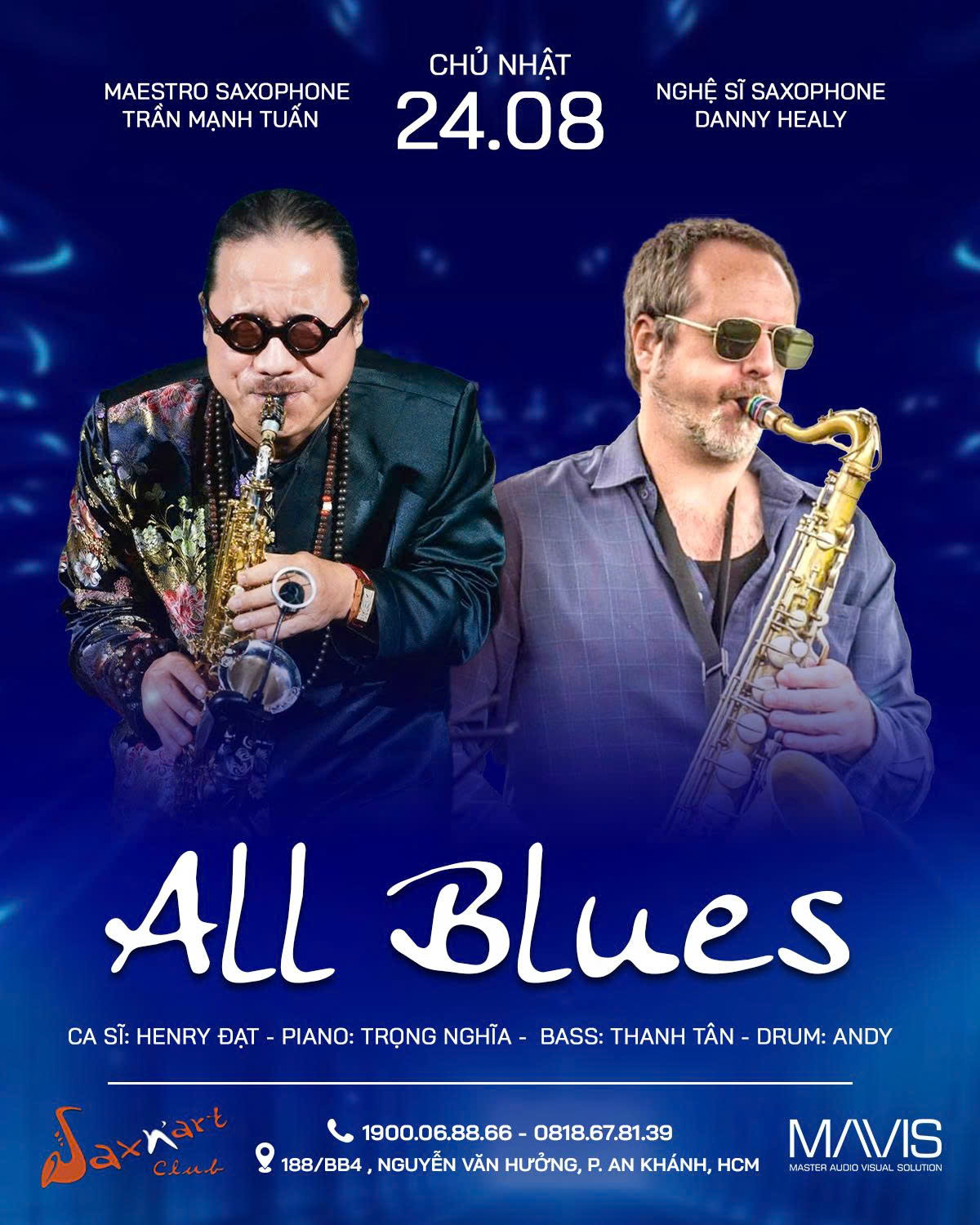 ĐÊM NHẠC “ALL BLUES” 📅 Chủ nhật, 24.08.2025 | SAXN’ART CLUB