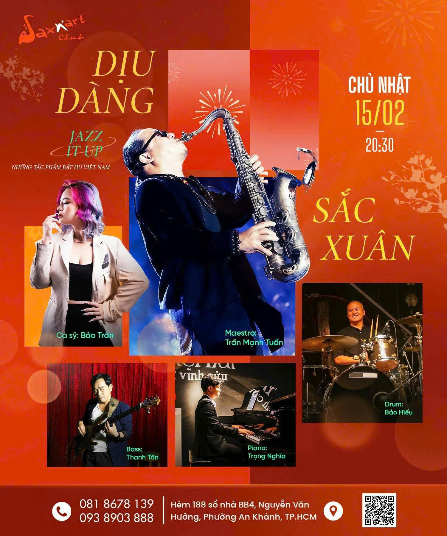 🎶 𝐃𝐈̣𝐔 𝐃𝐀̀𝐍𝐆 𝐒𝐀̆́𝐂 𝐗𝐔𝐀̂𝐍 | 𝐒𝐚𝐱𝐍’𝐀𝐫𝐭 𝐂𝐥𝐮𝐛 📅 𝐂𝐡𝐮̉ 𝐧𝐡𝐚̣̂𝐭 𝟏𝟓/𝟎𝟐 | 𝐒𝐡𝐨𝐰𝐭𝐢𝐦𝐞: 𝟗:𝟎𝟎 𝐏𝐌 – 𝟏𝟏:𝟎𝟎 𝐏𝐌