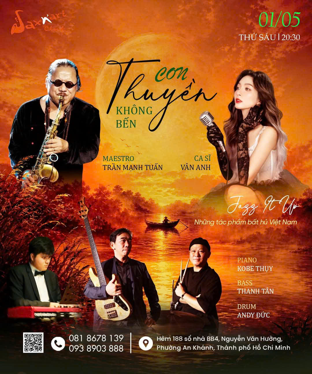 🌊 𝐂𝐎𝐍 𝐓𝐇𝐔𝐘𝐄̂̀𝐍 𝐊𝐇𝐎̂𝐍𝐆 𝐁𝐄̂́𝐍 | 𝐒𝐀𝐗𝐍’𝐀𝐑𝐓 𝐂𝐋𝐔𝐁 📅 𝗙𝗿𝗶𝗱𝗮𝘆, 𝟬𝟭/𝟬𝟱 | 𝗦𝗵𝗼𝘄𝘁𝗶𝗺𝗲: 𝟵:𝟬𝟬 𝗣𝗠 – 𝟭𝟭:𝟬𝟬 𝗣𝗠