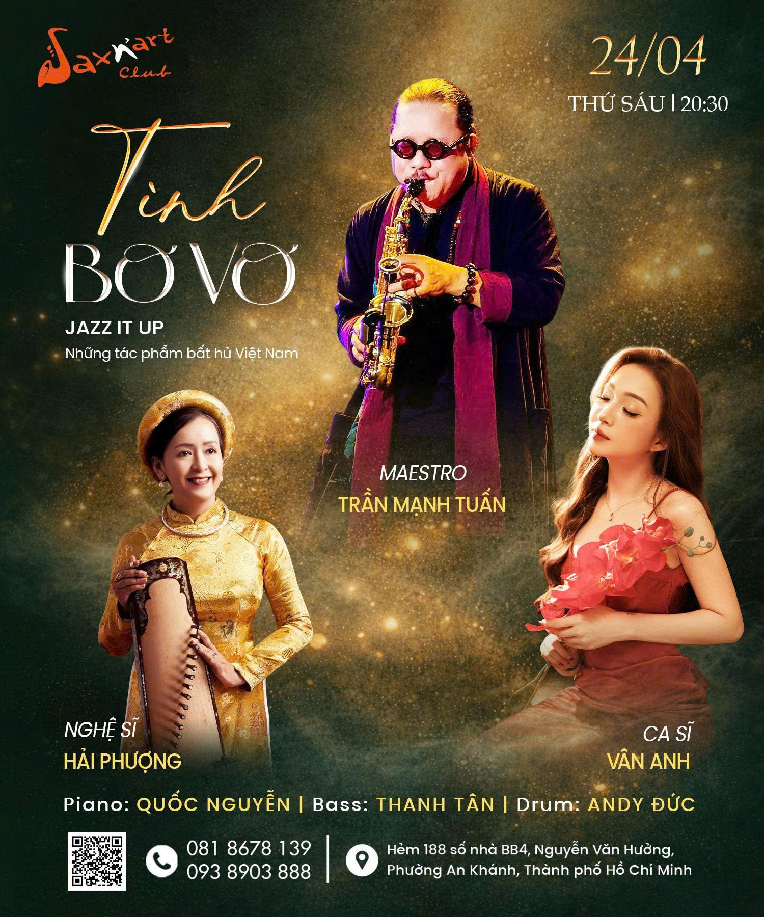 🌙 𝐓𝐈̀𝐍𝐇 𝐁𝐎̛ 𝐕𝐎̛ | 𝐒𝐀𝐗𝐍’𝐀𝐑𝐓 𝐂𝐋𝐔𝐁  📅𝐓𝐡𝐮̛́ 𝟔 𝟐𝟒.𝟎𝟒 | 𝐒𝐡𝐨𝐰𝐭𝐢𝐦𝐞: 𝟗:𝟎𝟎 𝐏𝐌 – 𝟏𝟏:𝟎𝟎 𝐏𝐌