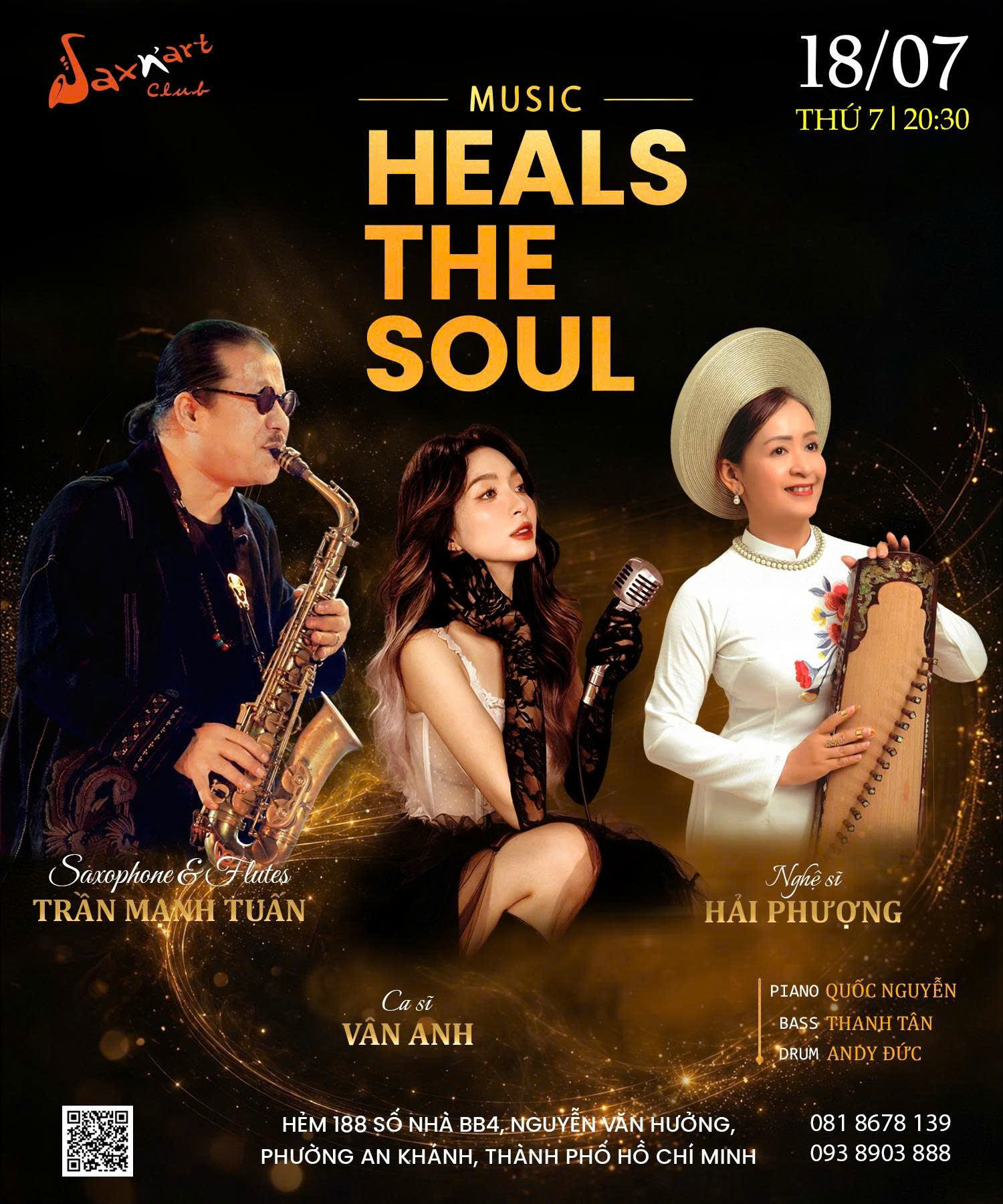 🎼 𝐌𝐔𝐒𝐈𝐂 𝐇𝐄𝐀𝐋𝐒 𝐓𝐇𝐄 𝐒𝐎𝐔𝐋 | 𝐒𝐀𝐗𝐍’𝐀𝐑𝐓 𝐂𝐋𝐔𝐁 📅 𝐓𝐡𝐮̛́ 𝟕 𝟏𝟖.𝟎𝟕 | 𝐒𝐡𝐨𝐰𝐭𝐢𝐦𝐞: 𝟗:𝟎𝟎 𝐏𝐌 – 𝟏𝟏:𝟎𝟎 𝐏𝐌