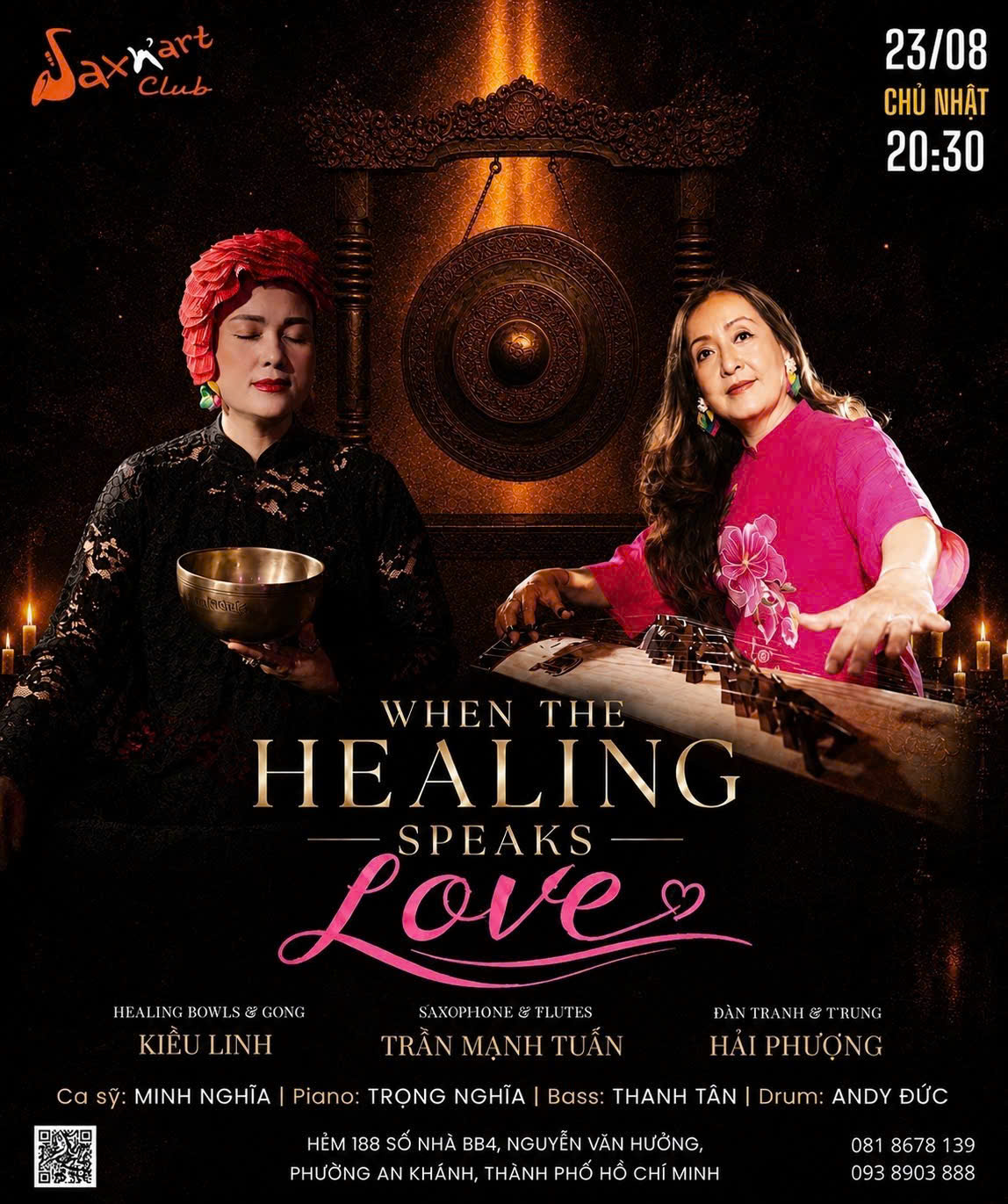 🌙 WHEN THE HEALING SPEAKS LOVE | SAXN’ART CLUB  📅 Chủ Nhật, 23.08 | Showtime: 9:00 PM – 11:00 PM