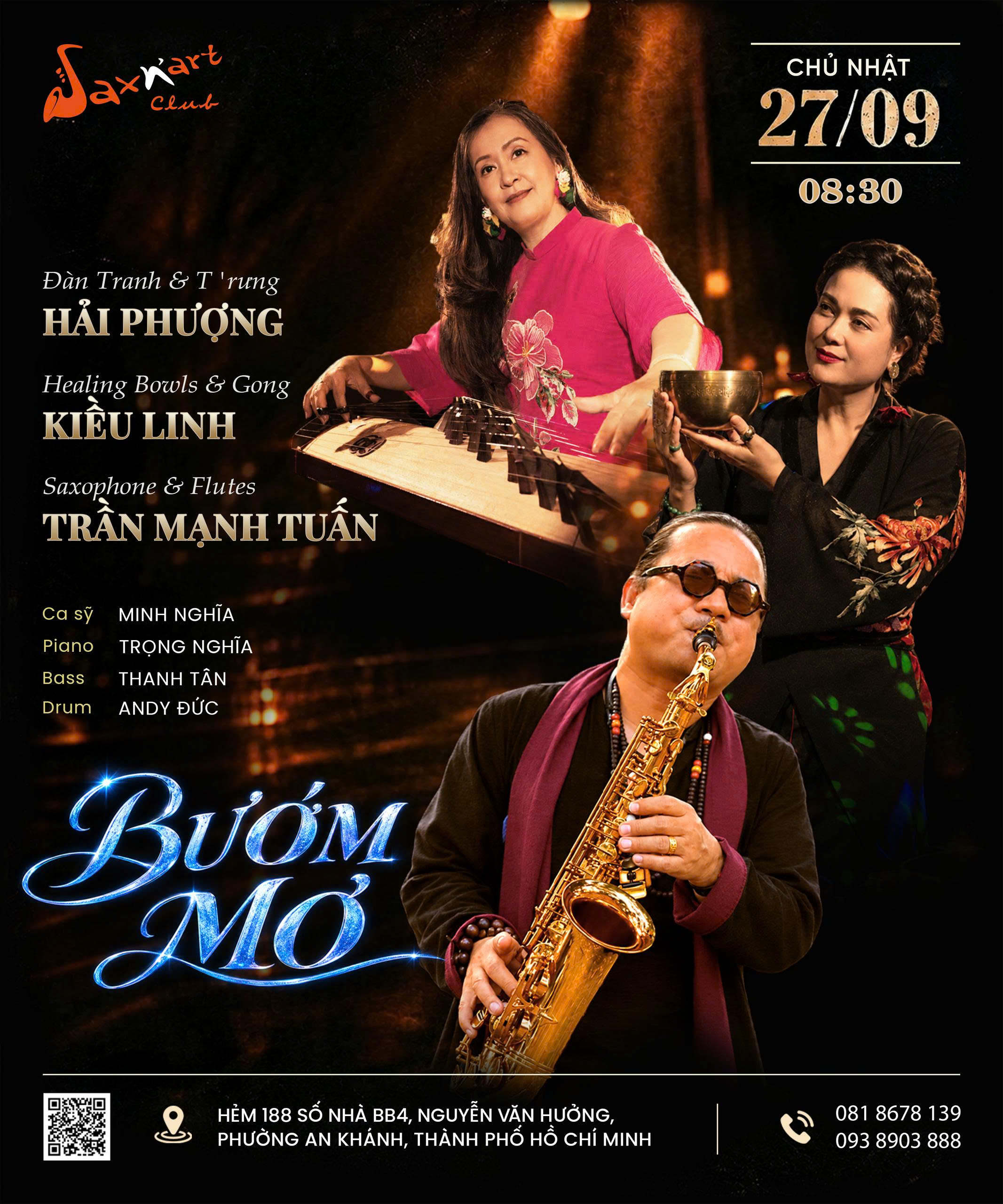 🌙 BƯỚM MƠ | SAXN’ART CLUB 📅 Chủ Nhật, 27.09 | Showtime: 9:00 PM – 11:00 PM