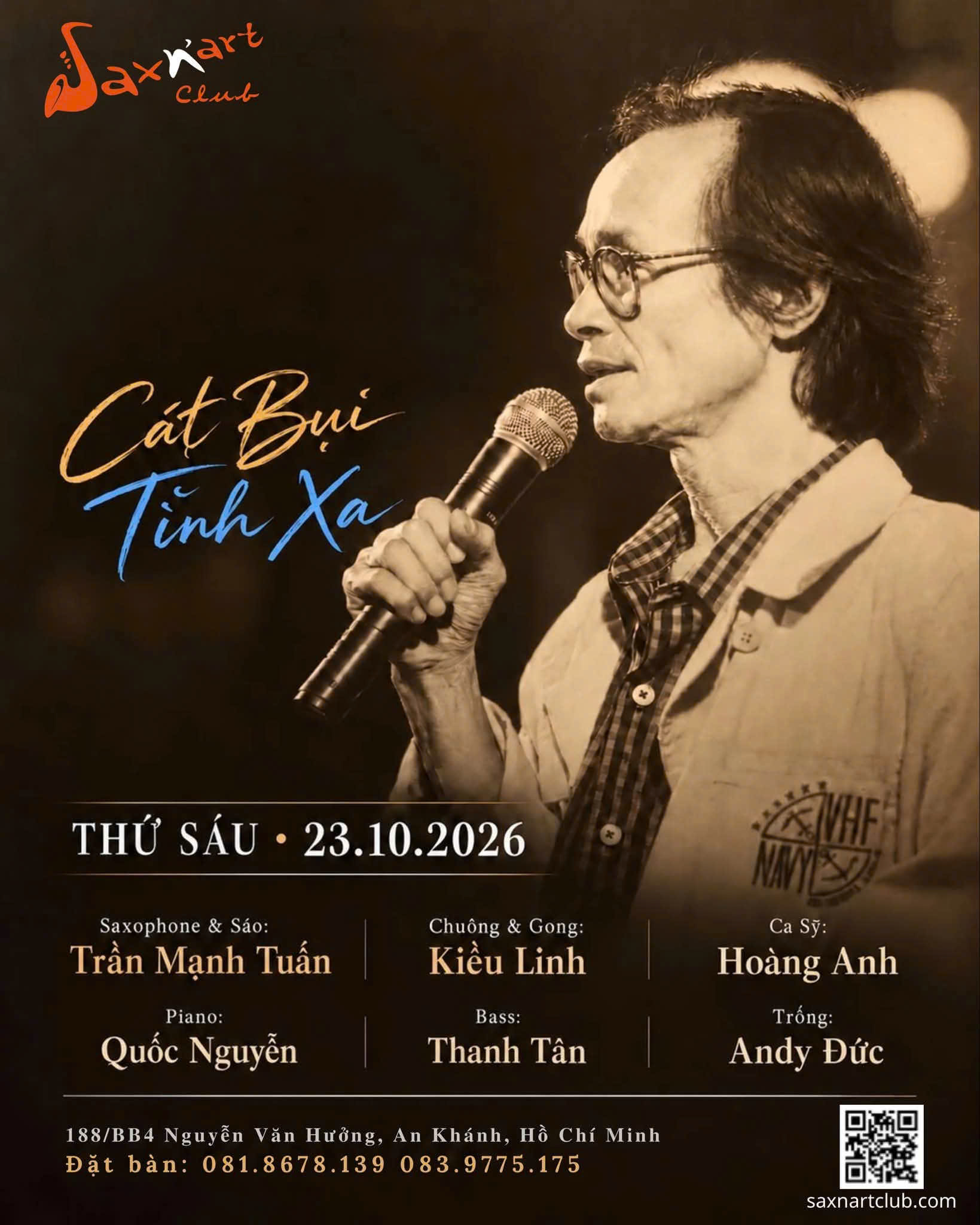 🎷 CÁT BỤI TÌNH XA | ĐÊM NHẠC TRỊNH Tối thứ Sáu, 23.10.2026, Saxn’art club